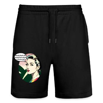 Beauty begins the moment you decide to be yourself - Stanley/Stella Trainer Unisex Organic Jogging Shorts - black - Front - Nik (191cm) & Marisol (170cm)