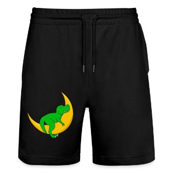 Dino Kid T-Rex Chemise de couchage pour bébé dinosaure - Short de jogging bio TRAINER Stanley/Stella unisexe - noir - Devant - Nik (191cm) & Marisol (170cm)