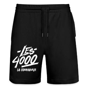 Les 4000 - La Courneuve - Short de jogging bio TRAINER Stanley/Stella unisexe - noir - Devant - Nik (191cm) & Marisol (170cm)