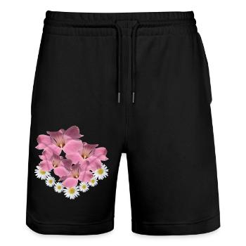 Marguerite Fleur Rose Vigne Marguerites - Short de jogging bio TRAINER Stanley/Stella unisexe - noir - Devant - Nik (191cm) & Marisol (170cm)
