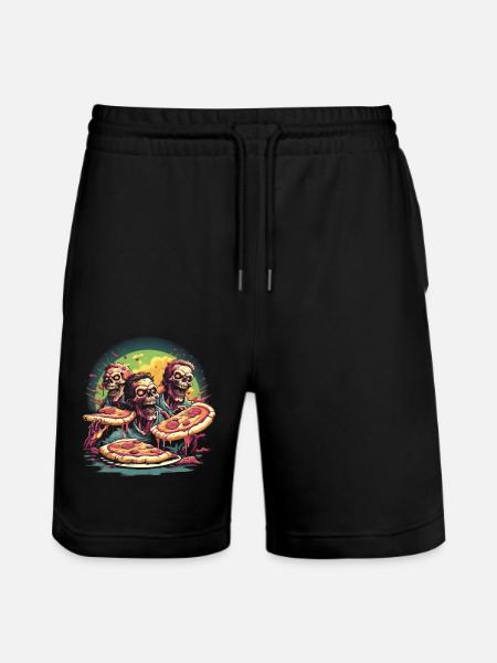 Pizza bis ich sterbe - Stanley/Stella Unisex Bio Joggingshorts Trainer  - Schwarz