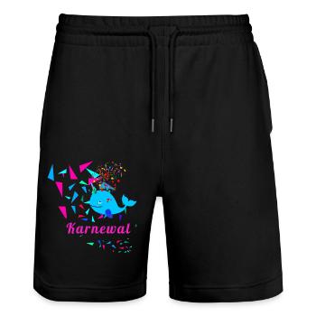 karnewal,wal,konfetti,karneval,walfisch, bunt - Stanley/Stella Unisex Bio Joggingshorts Trainer  - Schwarz - Vorne - Nik (191cm) & Marisol (170cm)