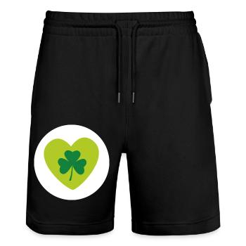 Ours Porte-Bonheur, Costume, Shamrock, Bonheur, Coeur - Short de jogging bio TRAINER Stanley/Stella unisexe - noir - Devant - Nik (191cm) & Marisol (170cm)