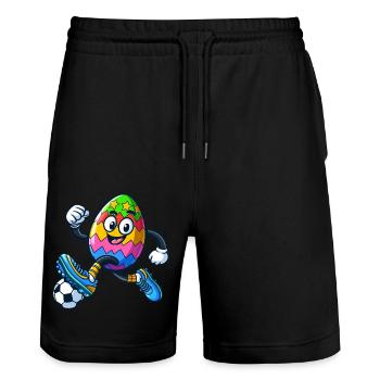 Easter Egg Easter Egg Soccer Soccer Player - Stanley/Stella Trainer Unisex Organic Jogging Shorts - black - Front - Nik (191cm) & Marisol (170cm)
