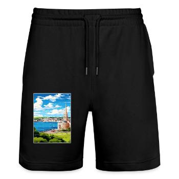 Plymouth Angleterre Vintage voyage affiche Souvenir - Short de jogging bio TRAINER Stanley/Stella unisexe - noir - Devant - Nik (191cm) & Marisol (170cm)