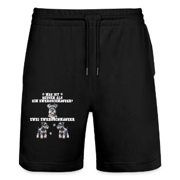 Was ist besser als ein Zwergschnauzer? Spruch - Stanley/Stella Unisex Bio Joggingshorts Trainer  - Schwarz - Vorne - Nik (191cm) & Marisol (170cm)