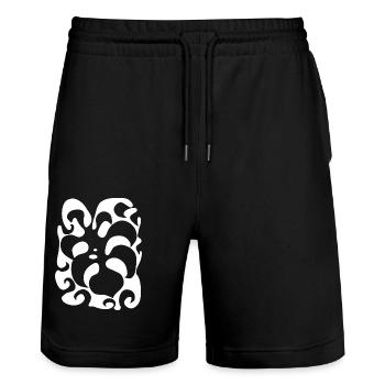 psychedelic Monstera Pflanze sixties retro Party - Stanley/Stella Unisex Bio Joggingshorts Trainer  - Schwarz - Vorne - Nik (191cm) & Marisol (170cm)