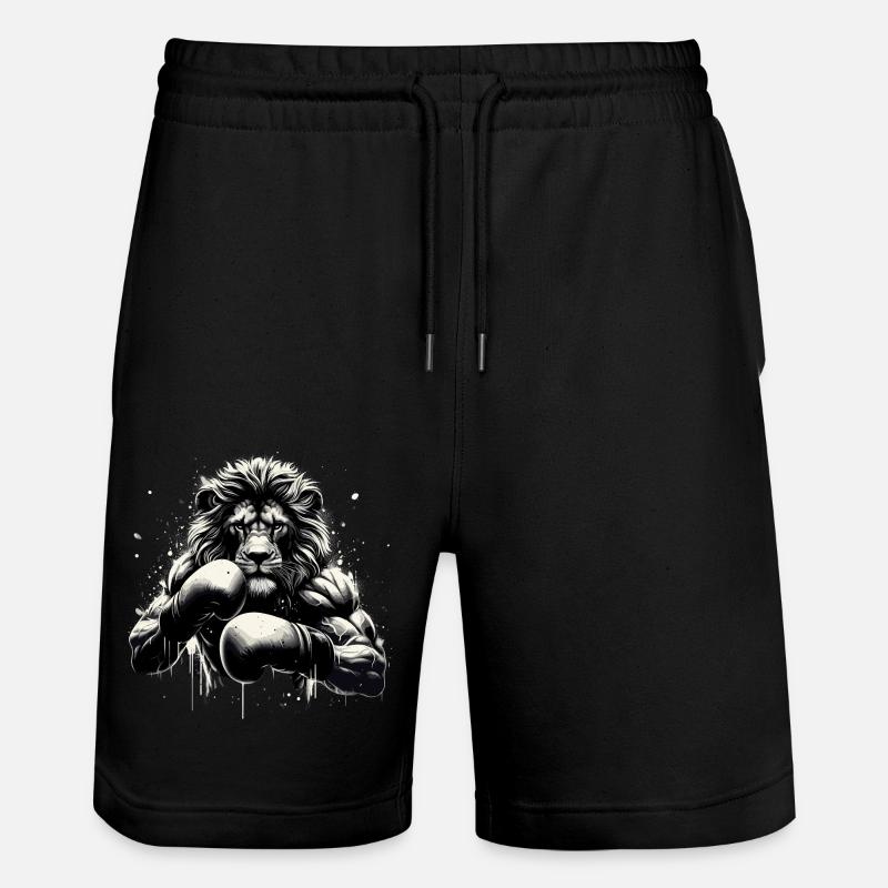 Lion Boxer Fighter Boxing Gift - Stanley/Stella Trainer Unisex Organic Jogging Shorts - black