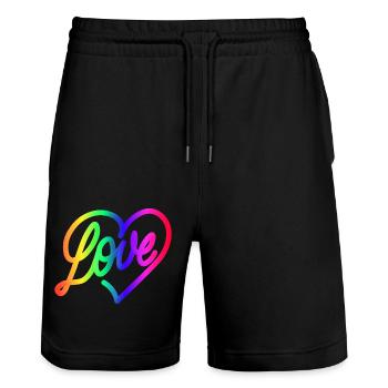 Amour AMOUR amour Coeur Arc-en-ciel - Short de jogging bio TRAINER Stanley/Stella unisexe - noir - Devant - Nik (191cm) & Marisol (170cm)