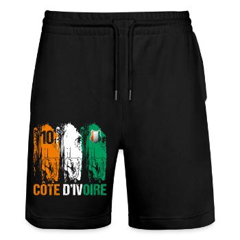 Côte d' ivoire numéro 10 cadeau football foot - Short de jogging bio TRAINER Stanley/Stella unisexe - noir - Devant - Nik (191cm) & Marisol (170cm)