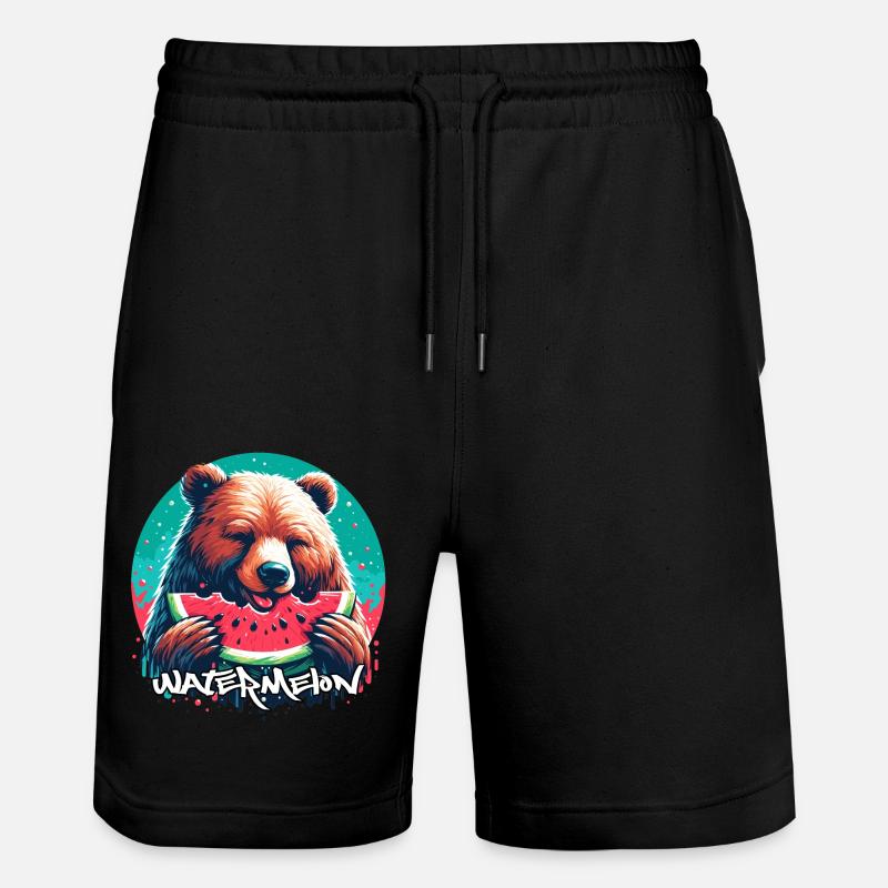 Watermelon Bear Yummy Gift - Stanley/Stella Trainer Unisex Organic Jogging Shorts - black