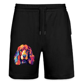 Cocker Spaniel Hunderasse Aquarell Karikatur Kawaii - Stanley/Stella Unisex Bio Joggingshorts Trainer  - Schwarz - Vorne - Nik (191cm) & Marisol (170cm)