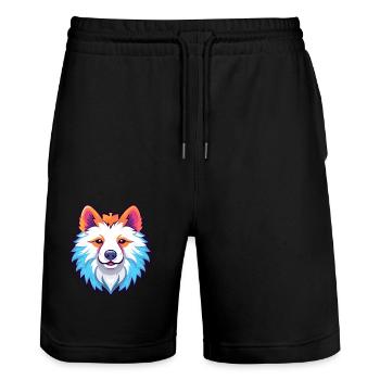 Américain Esquimau chien race aquarelle dessin animé Kawai - Short de jogging bio TRAINER Stanley/Stella unisexe - noir - Devant - Nik (191cm) & Marisol (170cm)