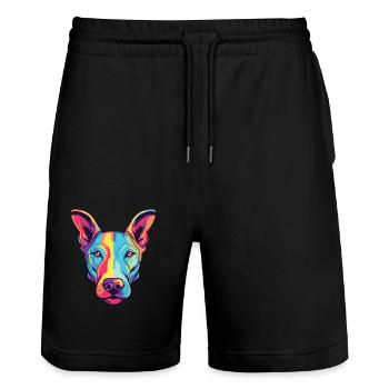 Bull Terrier chien race aquarelle dessin animé Kawaii C - Short de jogging bio TRAINER Stanley/Stella unisexe - noir - Devant - Nik (191cm) & Marisol (170cm)