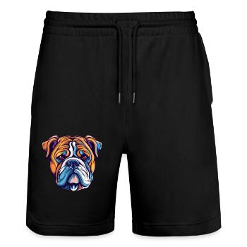 Bulldogge Hund Rasse Aquarell Karikatur Kawaii Colorf - Stanley/Stella Unisex Bio Joggingshorts Trainer  - Schwarz - Vorne - Nik (191cm) & Marisol (170cm)