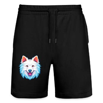 Américain Esquimau chien race aquarelle dessin animé Kawai - Short de jogging bio TRAINER Stanley/Stella unisexe - noir - Devant - Nik (191cm) & Marisol (170cm)