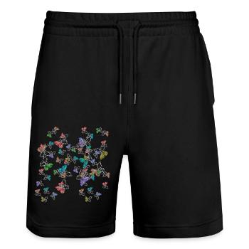 Schmetterlinge Gefühle Emotion Schmerz Depression - Stanley/Stella Unisex Bio Joggingshorts Trainer  - Schwarz - Vorne - Nik (191cm) & Marisol (170cm)