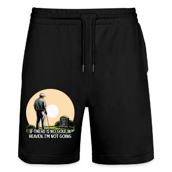 Wenn es im Himmel kein Golf gibt, gehe ich nicht hin - Stanley/Stella Unisex Bio Joggingshorts Trainer  - Schwarz - Vorne - Nik (191cm) & Marisol (170cm)