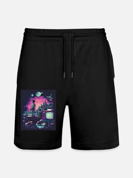 Retro-Gaming-Odyssee - Stanley/Stella Unisex Bio Joggingshorts Trainer  - Schwarz
