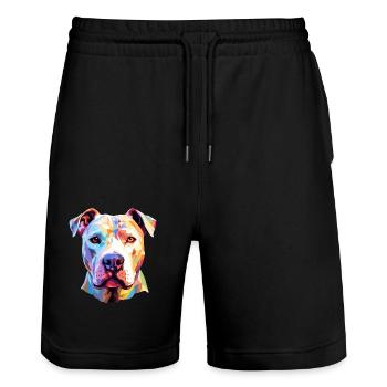 Dogue Argentino Chien Race Aquarelle Dessin animé Kawaii - Short de jogging bio TRAINER Stanley/Stella unisexe - noir - Devant - Nik (191cm) & Marisol (170cm)