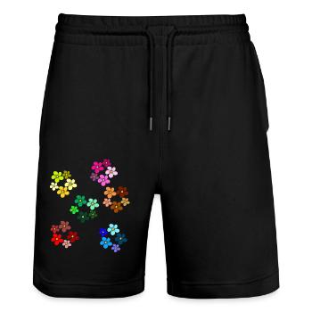 Floral pattern blooming flower floral tendril - Stanley/Stella Trainer Unisex Organic Jogging Shorts - black - Front - Nik (191cm) & Marisol (170cm)