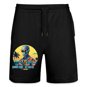Sommermodus aktiviert - Stanley/Stella Unisex Bio Joggingshorts Trainer  - Schwarz - Vorne - Nik (191cm) & Marisol (170cm)