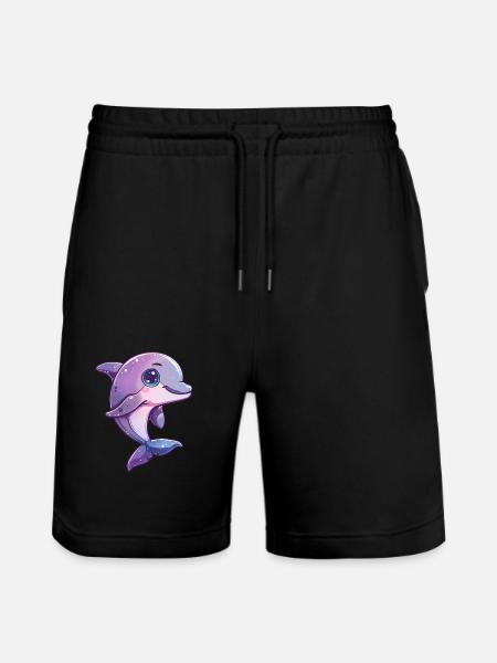 Playful Smiling Dolphin - Stanley/Stella Trainer Unisex Organic Jogging Shorts - black