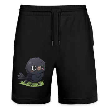 D’adorables amis corbeaux kawaii pour vous - Short de jogging bio TRAINER Stanley/Stella unisexe - noir - Devant - Nik (191cm) & Marisol (170cm)
