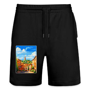 Aix En Provence France Affiche de voyage vintage WPA - Short de jogging bio TRAINER Stanley/Stella unisexe - noir - Devant - Nik (191cm) & Marisol (170cm)