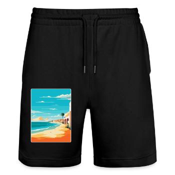 Lanzarote Spain Vintage Travel Poster Souvenir WPA - Stanley/Stella Trainer Unisex Organic Jogging Shorts - black - Front - Nik (191cm) & Marisol (170cm)