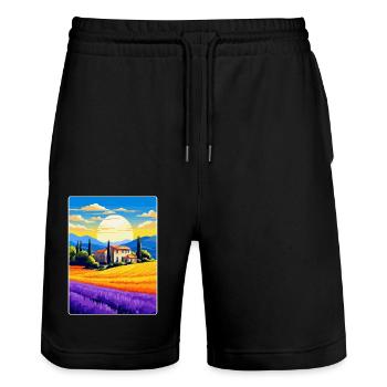 Provence Frankreich Vintage Reiseplakat Souvenir WPA - Stanley/Stella Unisex Bio Joggingshorts Trainer  - Schwarz - Vorne - Nik (191cm) & Marisol (170cm)