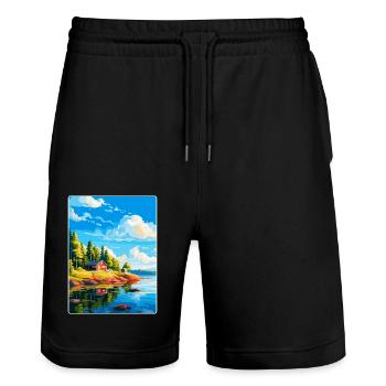 Ålandinseln Finnland Vintage Reiseplakat WPA - Stanley/Stella Unisex Bio Joggingshorts Trainer  - Schwarz - Vorne - Nik (191cm) & Marisol (170cm)