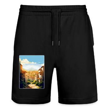 Granada Spanien Vintage Reiseplakat WPA Souvenir - Stanley/Stella Unisex Bio Joggingshorts Trainer  - Schwarz - Vorne - Nik (191cm) & Marisol (170cm)