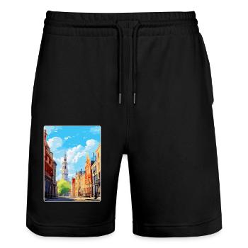 Lille Frankreich Vintage Reiseplakat WPA Souvenir - Stanley/Stella Unisex Bio Joggingshorts Trainer  - Schwarz - Vorne - Nik (191cm) & Marisol (170cm)