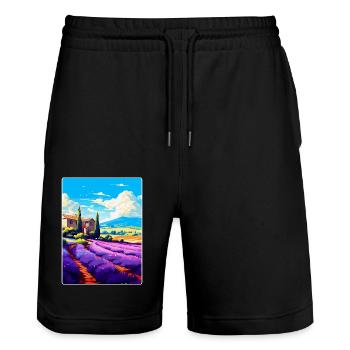 Provence Frankreich Vintage Reiseplakat Souvenir WPA - Stanley/Stella Unisex Bio Joggingshorts Trainer  - Schwarz - Vorne - Nik (191cm) & Marisol (170cm)