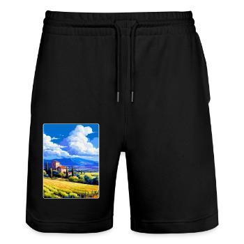 Provence Frankreich Vintage Reiseplakat Souvenir WPA - Stanley/Stella Unisex Bio Joggingshorts Trainer  - Schwarz - Vorne - Nik (191cm) & Marisol (170cm)