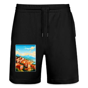 Granada Spanien Vintage Reiseplakat WPA Souvenir - Stanley/Stella Unisex Bio Joggingshorts Trainer  - Schwarz - Vorne - Nik (191cm) & Marisol (170cm)
