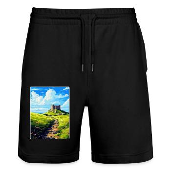 Downhill Demesne Irlande Royaume-Uni Vintage Affiche de voyage - Short de jogging bio TRAINER Stanley/Stella unisexe - noir - Devant - Nik (191cm) & Marisol (170cm)