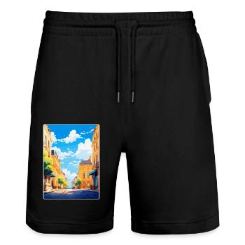 Nancy Frankreich Vintage Reiseposter WPA Souvenir - Stanley/Stella Unisex Bio Joggingshorts Trainer  - Schwarz - Vorne - Nik (191cm) & Marisol (170cm)
