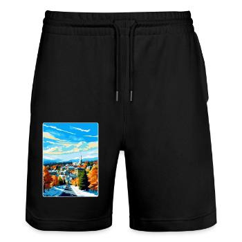 Lahti Finland Vintage Travel Poster WPA Souvenir - Stanley/Stella Trainer Unisex Organic Jogging Shorts - black - Front - Nik (191cm) & Marisol (170cm)