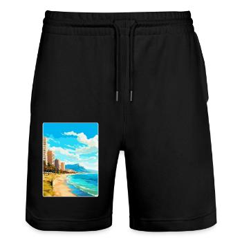 Alicante Espagne Affiche de voyage vintage Souvenir WPA - Short de jogging bio TRAINER Stanley/Stella unisexe - noir - Devant - Nik (191cm) & Marisol (170cm)