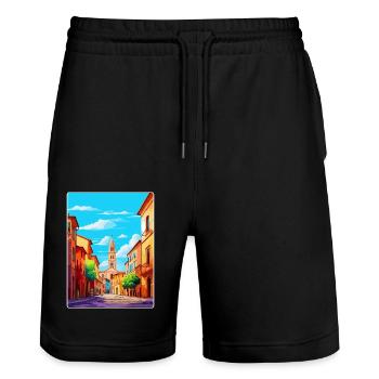 Parma Italien Vintage Reiseplakat WPA Kunst Souvenir - Stanley/Stella Unisex Bio Joggingshorts Trainer  - Schwarz - Vorne - Nik (191cm) & Marisol (170cm)