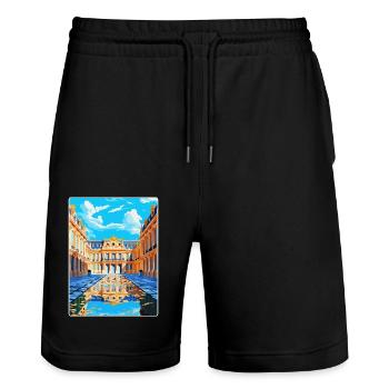 Versailles Palace France Vintage Travel Poster WPA - Stanley/Stella Trainer Unisex Organic Jogging Shorts - black - Front - Nik (191cm) & Marisol (170cm)