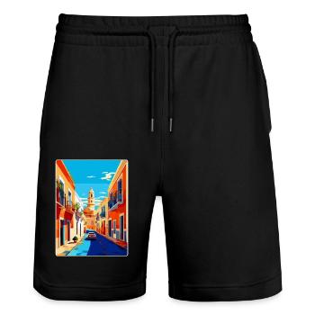 Jerez De La Frontera Espagne Affiche De Voyage Vintage - Short de jogging bio TRAINER Stanley/Stella unisexe - noir - Devant - Nik (191cm) & Marisol (170cm)