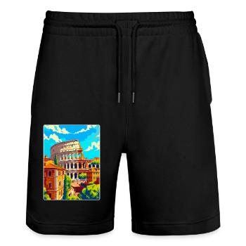 Rome Italie Affiche de voyage vintage souvenir souvenir - Short de jogging bio TRAINER Stanley/Stella unisexe - noir - Devant - Nik (191cm) & Marisol (170cm)