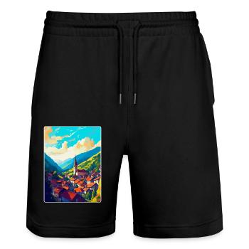 Siebenbürgen Rumänien Vintage Reiseposter WPA Kunst - Stanley/Stella Unisex Bio Joggingshorts Trainer  - Schwarz - Vorne - Nik (191cm) & Marisol (170cm)