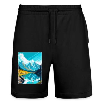 Berge Polen Vintage Reise Poster WPA - Stanley/Stella Unisex Bio Joggingshorts Trainer  - Schwarz - Vorne - Nik (191cm) & Marisol (170cm)