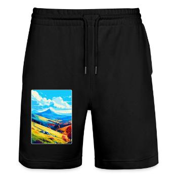 Bieszczady Pologne Affiche de voyage vintage souvenir - Short de jogging bio TRAINER Stanley/Stella unisexe - noir - Devant - Nik (191cm) & Marisol (170cm)