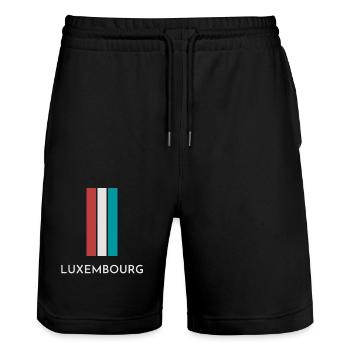 Flag of Luxembourg, Luxembourg pride - Stanley/Stella Trainer Unisex Organic Jogging Shorts - black - Front - Nik (191cm) & Marisol (170cm)