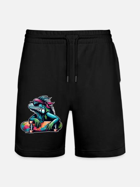 Iguana Deskorolka SKater Skating - Ekologiczne spodenki dresowe typu unisex Stanley/Stella Trainer  - czarny